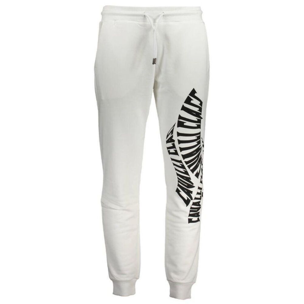 Cavalli Class Graphic Print Casual Pants Men White Bottoms